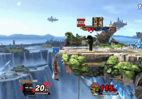 A Video Game With Enderman And Ganondorf Playing GIF