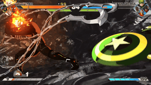 A Video Game With Ghost Rider And Captain America Fighting Each Other GIF
