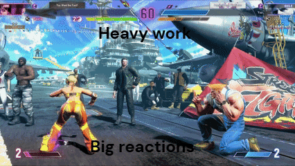 A Video Game With Heavy Work Big Reactions On The Bottom GIF