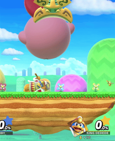 A Video Game With Kirby And King Dedede Playing GIF