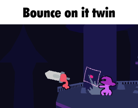 A Video Game With The Words " Bounce On It Twin " On The Bottom GIF