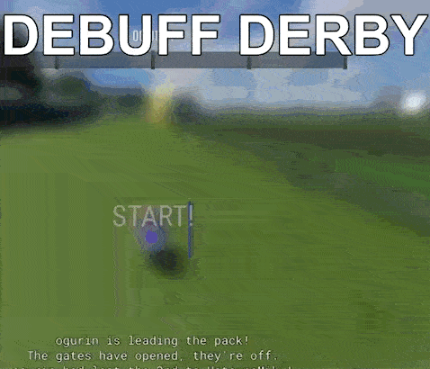 A Video Game With The Words Debuff Derby Written On It GIF