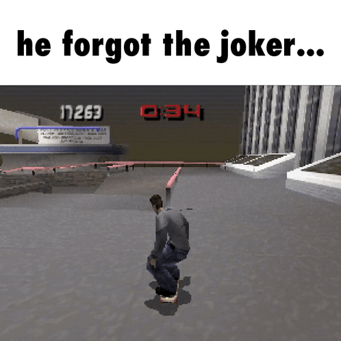 A Video Game With The Words He Forgot The Joker On The Bottom GIF