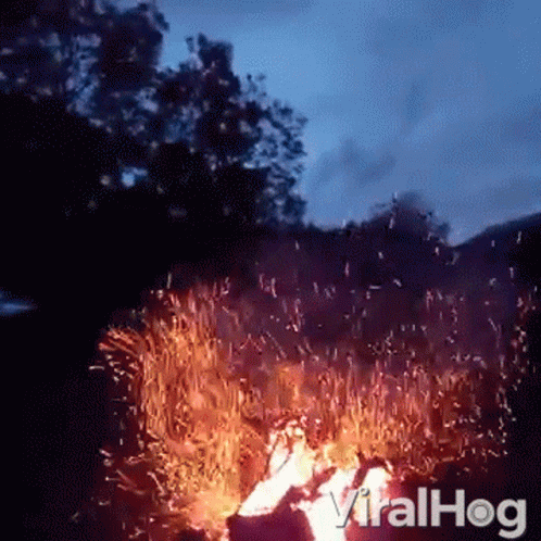 A Video Of A Fire With The Words Viralhog Written On The Bottom GIF