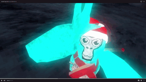 A Video Of A Gorilla Wearing A Santa Hat Is Playing On A Computer Screen GIF