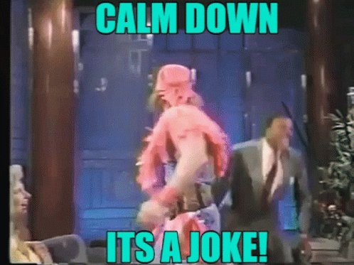 A Video Of A Man Dancing With The Caption Calm Down It 'S A Joke ! GIF