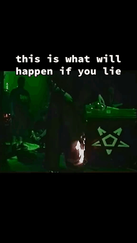 A Video Of A Man Playing A Guitar With The Words " This Is What Will Happen If You Lie " At The Top GIF