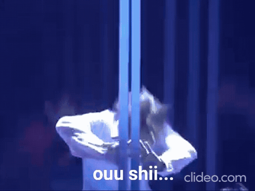 A Video Of A Person Dancing With The Words Ouu Shii Behind Them GIF