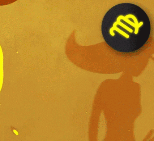 A Virgo Man Sign With A Silhouette Of A Woman On A Yellow Background GIF