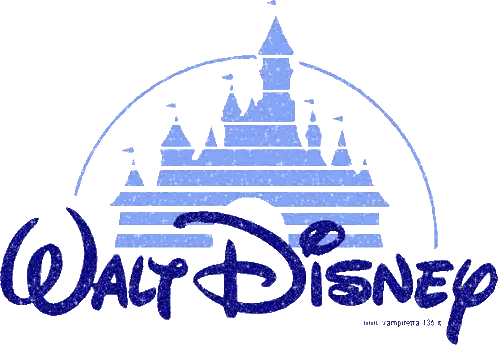 a walt disney logo with a castle in the center