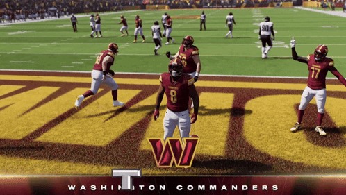 A Washington Commanders Football Game Is Being Played On A Field GIF