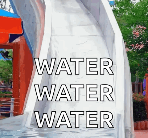 A Water Slide At A Water Park With The Words Water Water Water Below It GIF