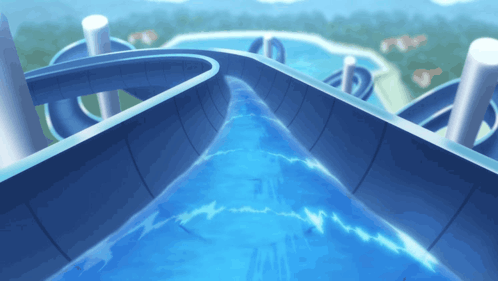 A Water Slide Is Going Down A Hill Of Water GIF