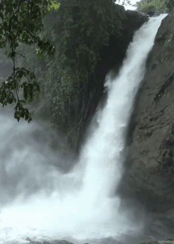 A Waterfall Is Shown With The Words Agreeing At The Bottom GIF