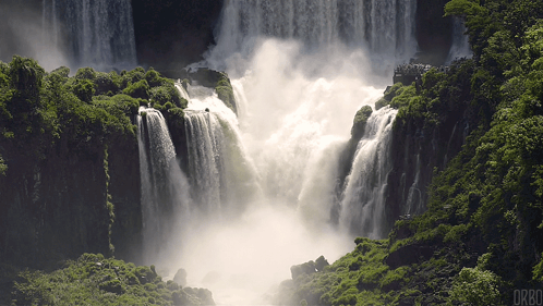 A Waterfall With Drbo Written On The Bottom Of The Image GIF