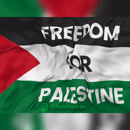A Waving Flag With The Words Freedom For Palestine On It GIF