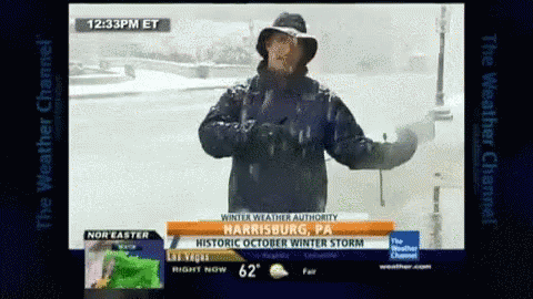 A Weatherman Is Reporting From Harrisburg Pa On The Weather Channel GIF