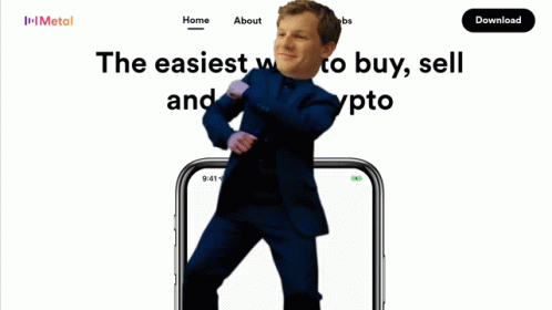 A Website For First Blockchain Bank And Trust Shows A Man In A Suit GIF