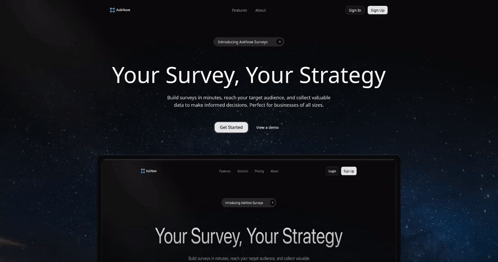 A Website That Says Your Survey Your Strategy On The Top Of It GIF