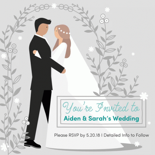 A Wedding Invitation For Aiden And Sarah GIF