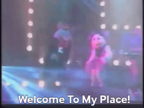 A Welcome To My Place Message Is Displayed On A Video GIF