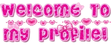 a welcome to my profile sign with pink hearts and bows