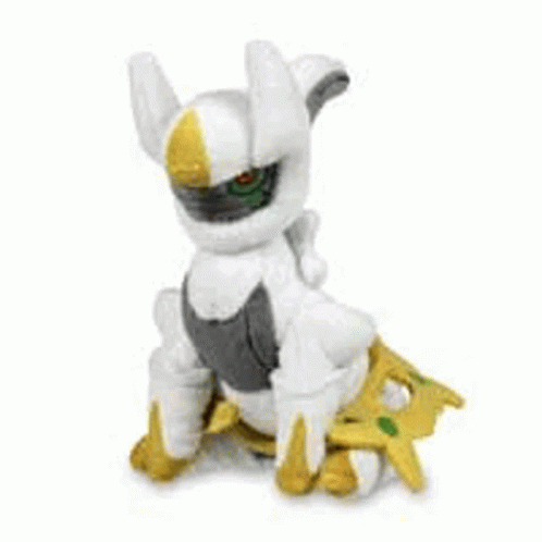 A White And Black Stuffed Animal With A Yellow Star On It . GIF