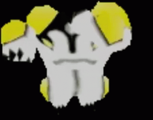 A White And Yellow Drawing Of A Person With Wings On A Black Background . GIF