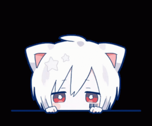A White Anime Character With Red Eyes And A Cat Ear GIF