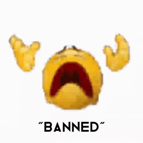 A White Background With The Word Banned In Black Letters GIF