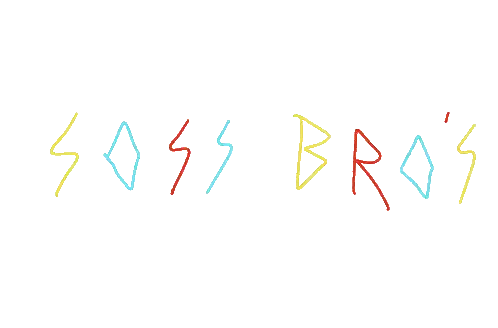 a white background with the word soss bro 's written in different colors