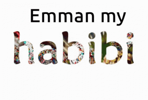 A White Background With The Words Eman My Habibi GIF