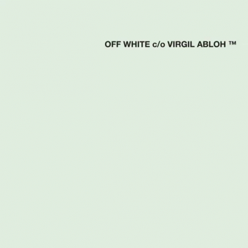 A White Background With The Words `` Off White C / O Virgil Abloh '' On It GIF