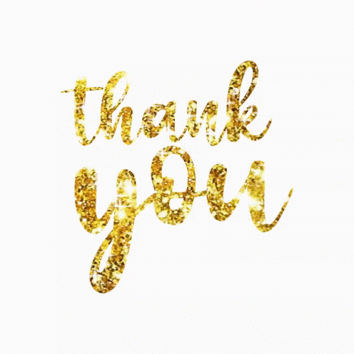 A White Background With The Words Thank You In Gold GIF