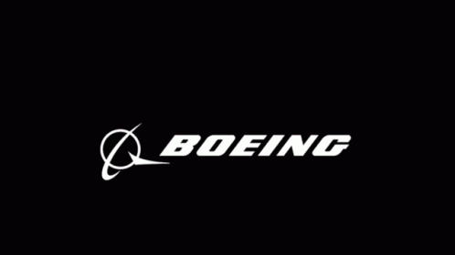A White Boeing Logo Is On A Black Background GIF