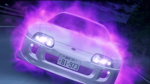 A White Car With A Purple License Plate That Says 81-973 GIF