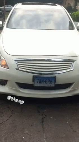 A White Car With The License Plate 7An-Gr6 GIF