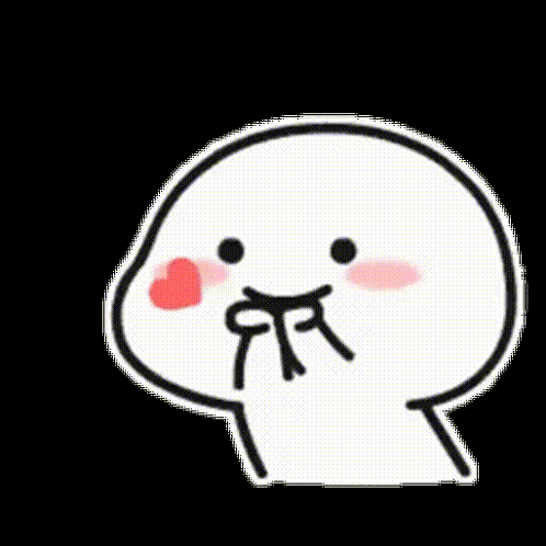 A White Cartoon Character Is Holding A Red Heart In His Mouth . GIF