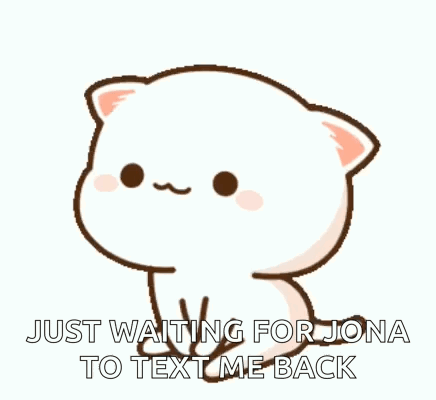 A White Cat Is Sitting Down And Waiting For Jona To Text Me Back . GIF