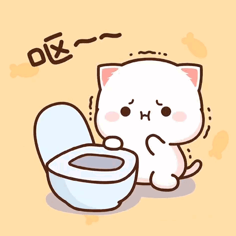A White Cat Is Sitting Next To An Open Toilet GIF