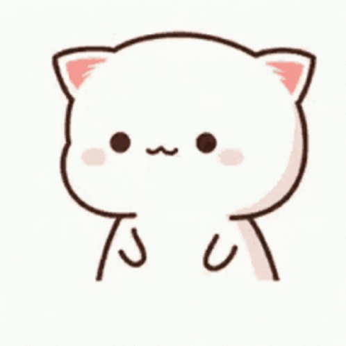 A White Cat With A Pink Ear Is Covering Its Mouth With Its Paws . GIF