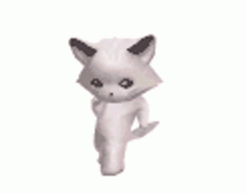 A White Cat With Black Ears And A Black Nose Is Standing On A White Background . GIF