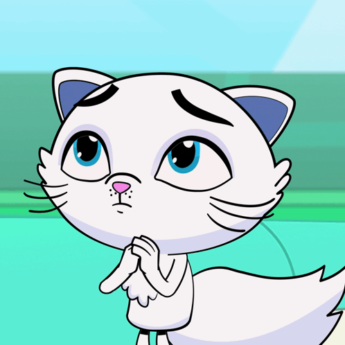 A White Cat With Blue Eyes And A Pink Nose Is Praying GIF