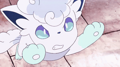 White Cat With Purple Eyes On Floor GIF