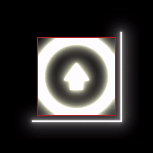 A White Circle With An Arrow Pointing Up In It GIF