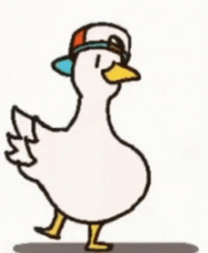 A White Duck Wearing A Hat Is Walking GIF