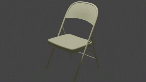 A White Folding Chair Is Sitting On A Black Background GIF