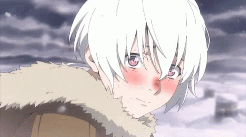 A White Haired Anime Character With A Red Cheek GIF