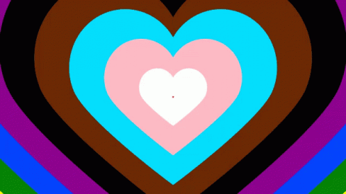 A White Heart In The Middle Of A Colorful Heart GIF