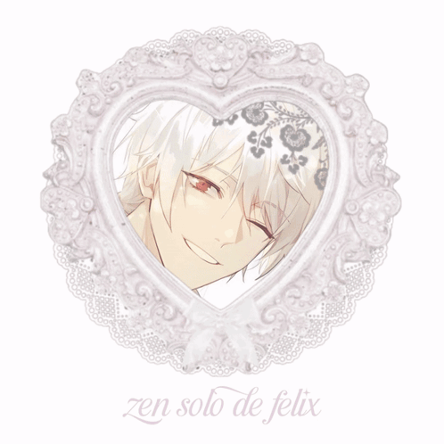 A White Heart Shaped Frame With A Picture Of A Man And The Words Zen Solo De Felix Below It GIF